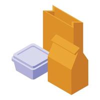 Food package delivery icon isometric vector. Hand paper bag vector
