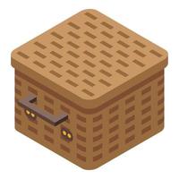 Picnic basket icon isometric vector. Wicker picnic basket vector