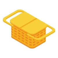 Small picnic basket icon isometric vector. Easter craft basket vector