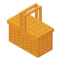 Art picnic basket icon isometric vector. Hamper bag vector