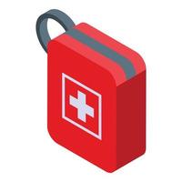 Hike first aid kit icon, isometric style vector