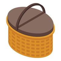 Picnic box icon isometric vector. Wicker basket vector