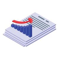 Papers result money icon, isometric style vector