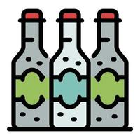 Three beer bottles icon color outline vector