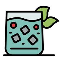 Glass with a cocktail icon color outline vector