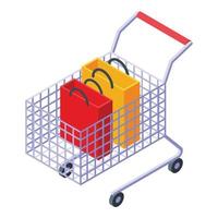 carrito de compras icono de derechos del consumidor, estilo isométrico vector