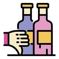vector de contorno de color de icono de vino de mala calidad