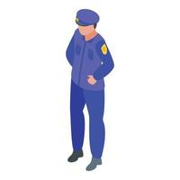 Policeman consumer rights icon, isometric style vector