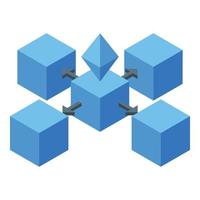 Block chain ethereum icon, isometric style vector