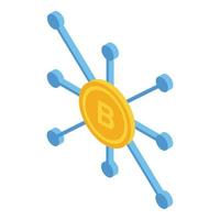 icono de bitcoin de cadena de bloques, estilo isométrico vector