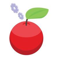 Education workflow red apple icon, isometric style vector