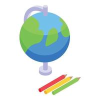 icono de globo de flujo de trabajo de educación, estilo isométrico vector