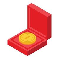 Education workflow coin icon, isometric style vector