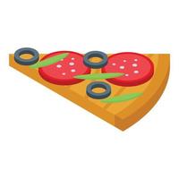 Slice of pizza icon, isometric style vector