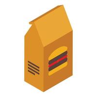 Burger package icon, isometric style vector