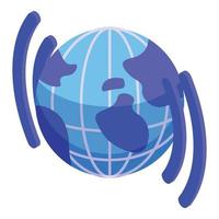 Global network icon, isometric style vector