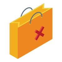 Shop bag payment cancellation icon, isometric style vector