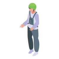 Man in parachute gear icon, isometric style vector