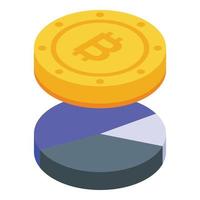 Bitcoin result money icon, isometric style vector