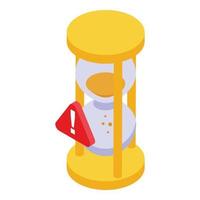 Hourglass rush job icon, isometric style vector