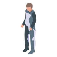 hombre en icono de traje de buceo, estilo isométrico vector