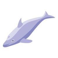 Swimming dolphin icon, isometric style vector