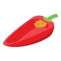 Slice of red paprika icon, isometric style vector