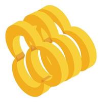 Pieces of yellow paprika icon, isometric style vector