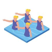 Synchronized swimming group icon, isometric style vector