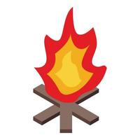 Bonfire of planks icon, isometric style vector