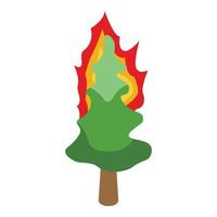 Burning spruce icon, isometric style vector