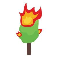 Burning forest tree icon, isometric style vector