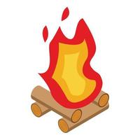 Campfire icon, isometric style vector