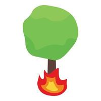 Burning maple tree icon, isometric style vector
