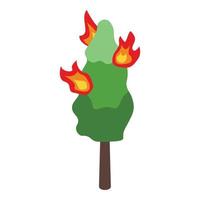 Burning city tree icon, isometric style vector