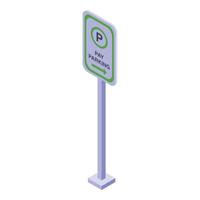 Paid parking road sign icon, isometric style vector