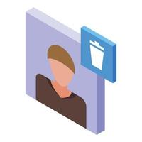 Delete user icon, isometric style vector