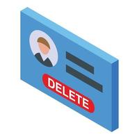 Delete user card icon, isometric style vector