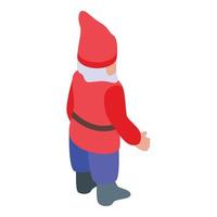 Gnome in red coat icon, isometric style vector