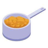 Popcorn maker pot icon, isometric style vector