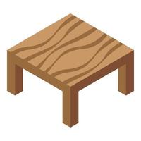 Wood room table icon, isometric style vector