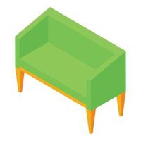 Green sofa icon, isometric style vector