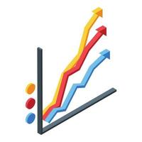 Ranking lines graph icon, isometric style vector