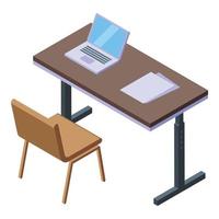 Computer office desk icon isometric vector. Website workspace vector