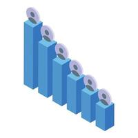 Ranking avatar graph icon, isometric style vector