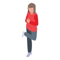 Girl practice yoga icon, isometric style vector