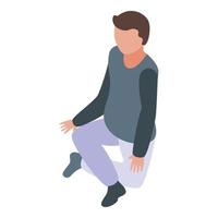 icono de pose de meditación de hombre, estilo isométrico vector