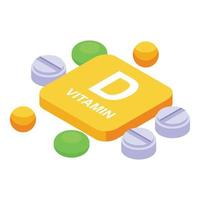 Vitamin d pills icon, isometric style vector