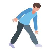 Man morning exercise icon, isometric style vector