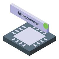 Processor ssl certificate icon, isometric style vector